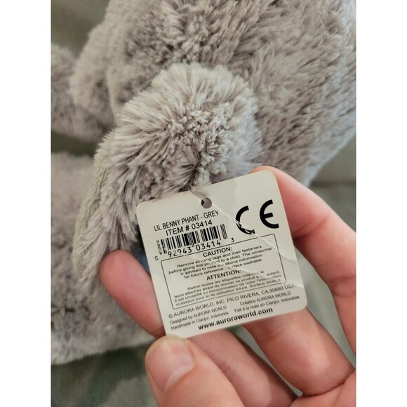 Aurora Lil Benny Phant Grey Elephant 10" Plush NEW WITH TAGS Soft Sitting Plush - Picture 5 of 8